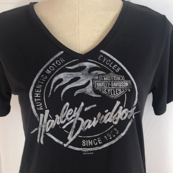 Harley Davidson V Neck Tshirt Medium - Picture 1 of 6